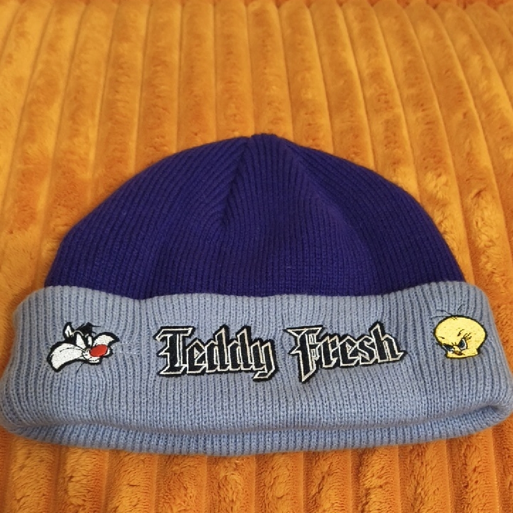 Teddy Fresh Royal & Light Blue Embroidered Cartoon Cuff Beanie